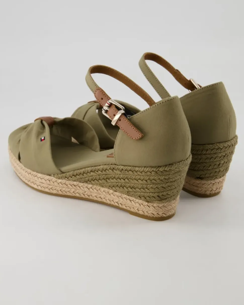 Basic Open Toe Mid Wedge Sandalen in Grün