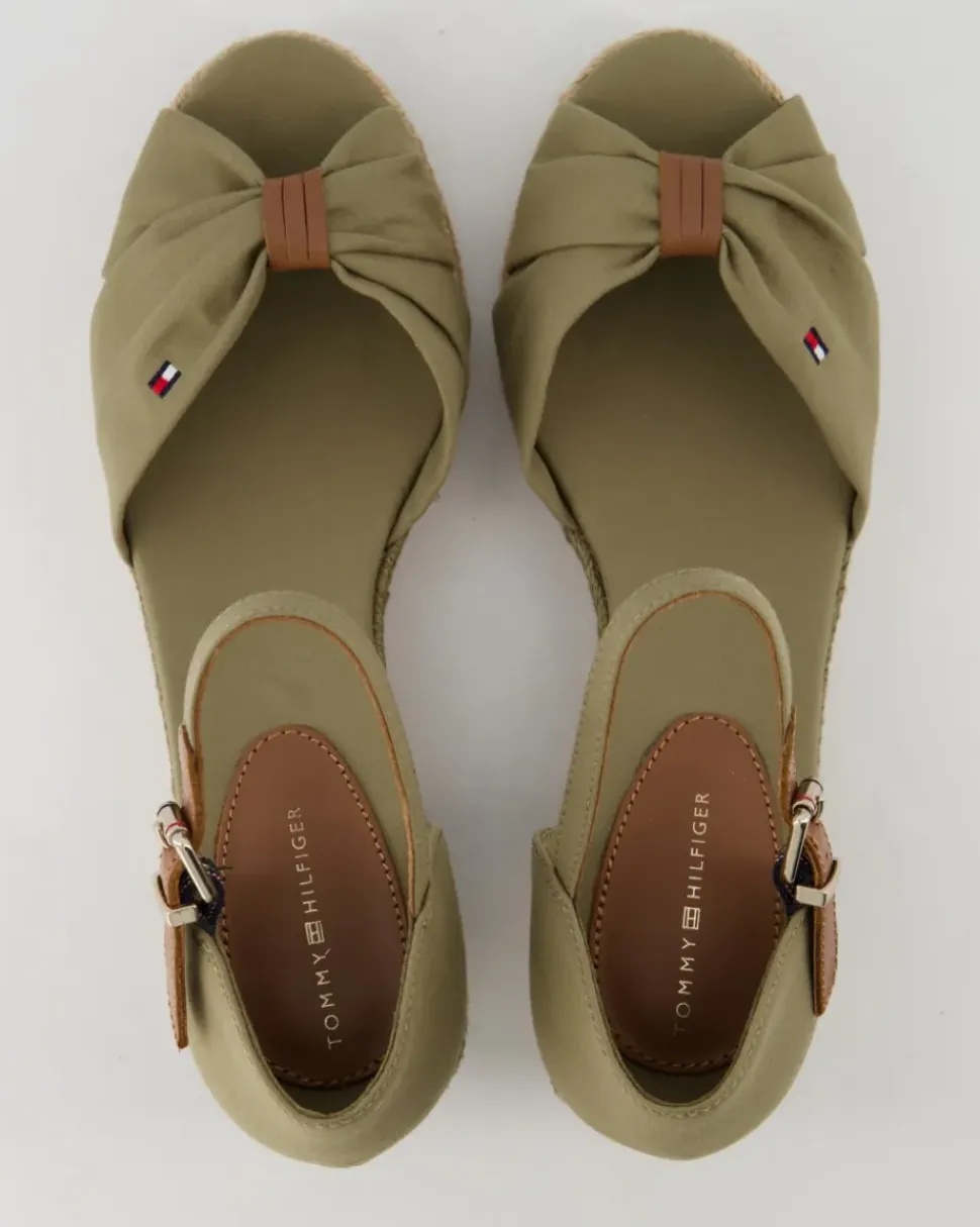 Basic Open Toe Mid Wedge Sandalen in Grün
