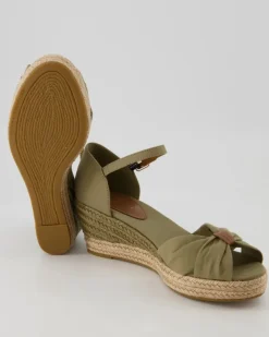 Basic Open Toe Mid Wedge Sandalen in Grün