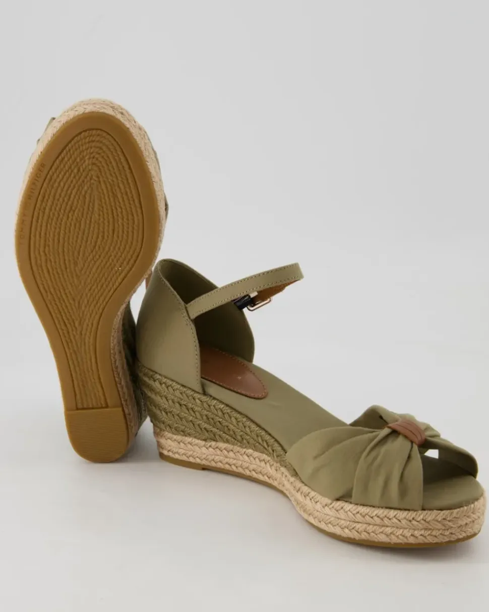 Basic Open Toe Mid Wedge Sandalen in Grün