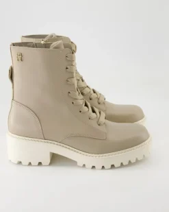 Chic Mid Heel Leather Lace-up Stiefeletten in Beige