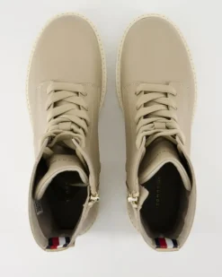 Chic Mid Heel Leather Lace-up Stiefeletten in Beige