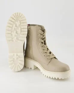 Chic Mid Heel Leather Lace-up Stiefeletten in Beige