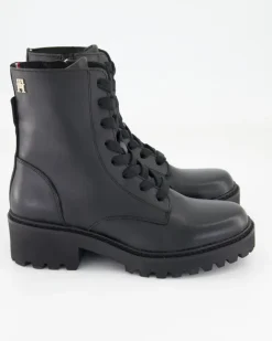 Chic Mid Heel Leather Lace-up Stiefeletten in Schwarz