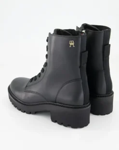 Chic Mid Heel Leather Lace-up Stiefeletten in Schwarz