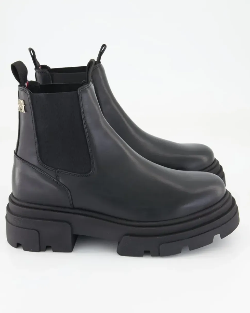 Combat Leather Low Chelsea Chelsea Boots in Schwarz