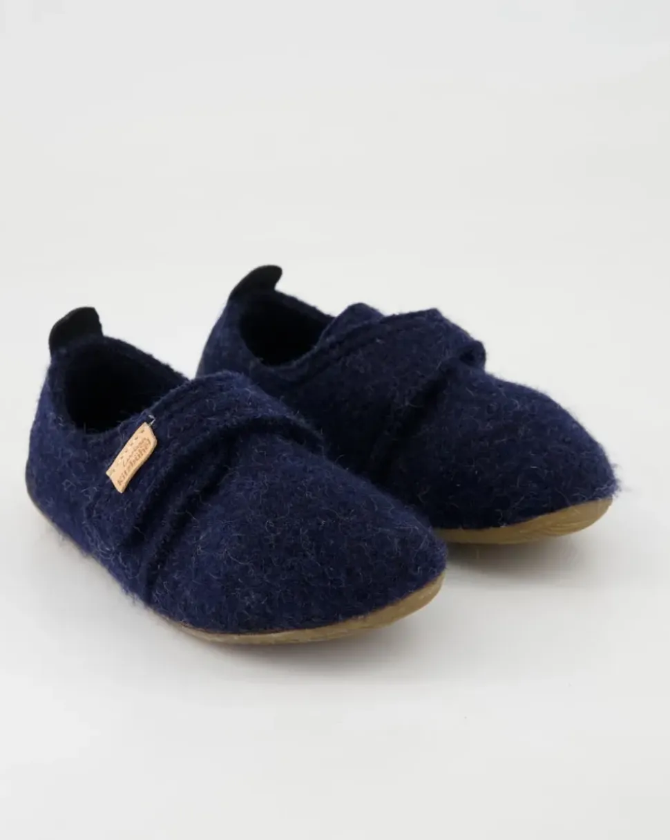 Klettmodell Lederferse Hausschuhe in Blau