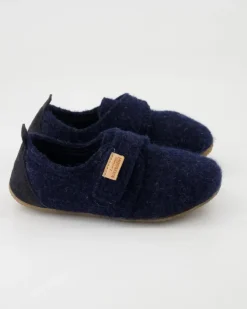 Klettmodell Lederferse Hausschuhe in Blau