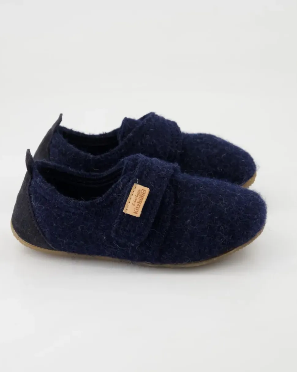 Klettmodell Lederferse Hausschuhe in Blau