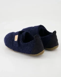 Klettmodell Lederferse Hausschuhe in Blau