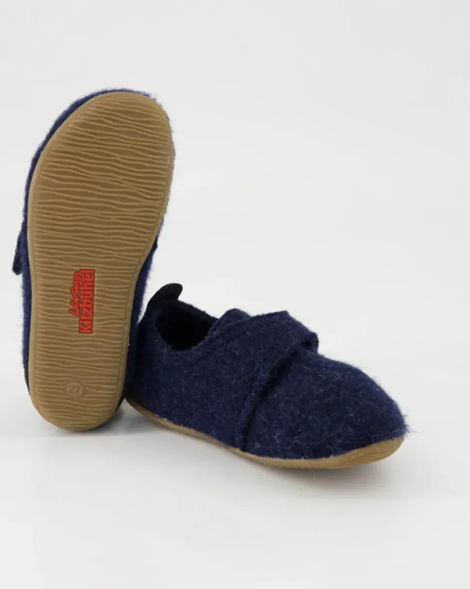 Klettmodell Lederferse Hausschuhe in Blau