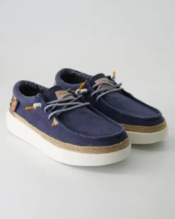 Lily linen navy Slipper in Blau