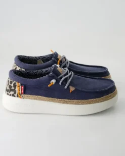 Lily linen navy Slipper in Blau
