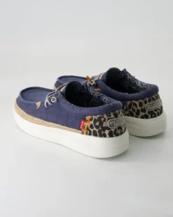 Lily linen navy Slipper in Blau