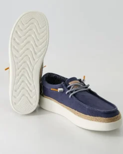 Lily linen navy Slipper in Blau