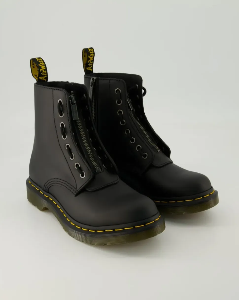 1460 Pascal Front Zip Stiefeletten in Schwarz
