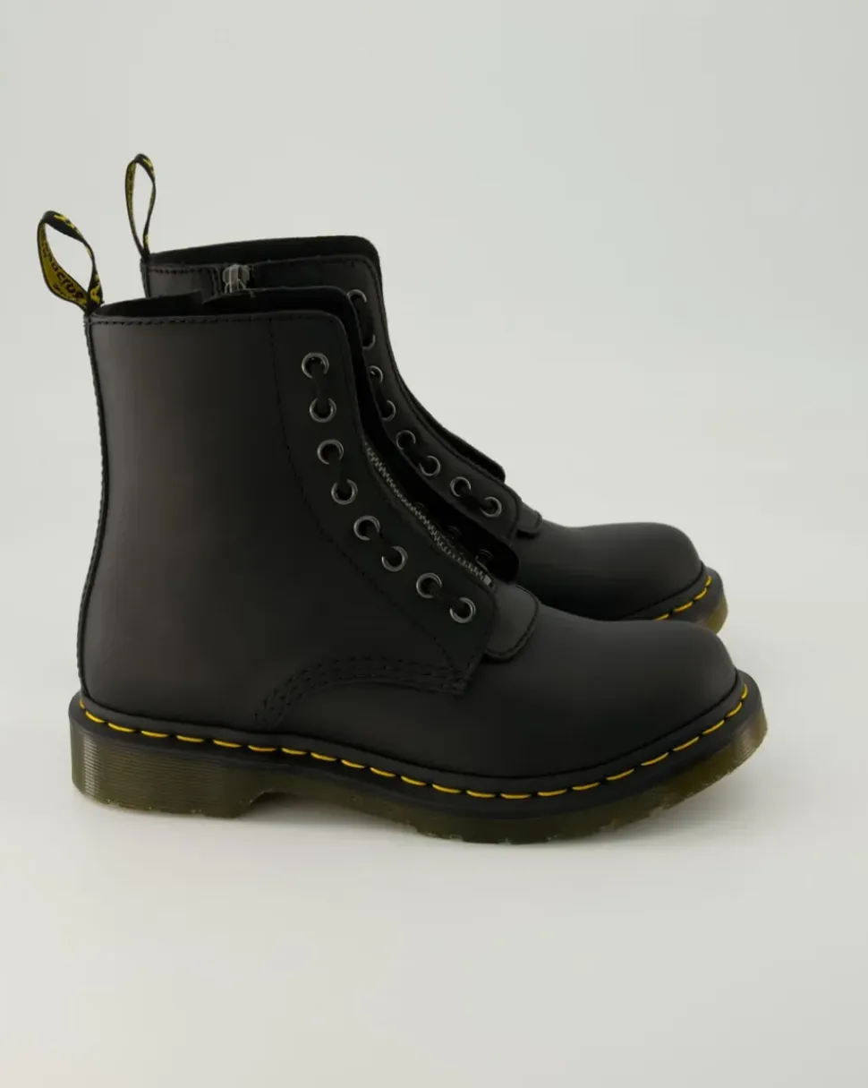 1460 Pascal Front Zip Stiefeletten in Schwarz