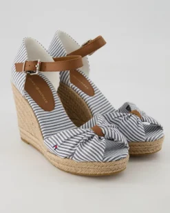 Seersucker High Wedges in Blau