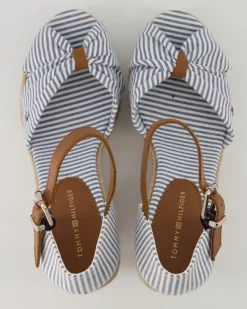 Seersucker High Wedges in Blau