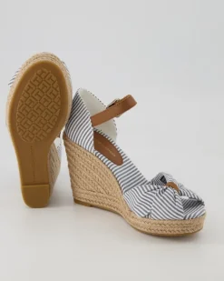 Seersucker High Wedges in Blau