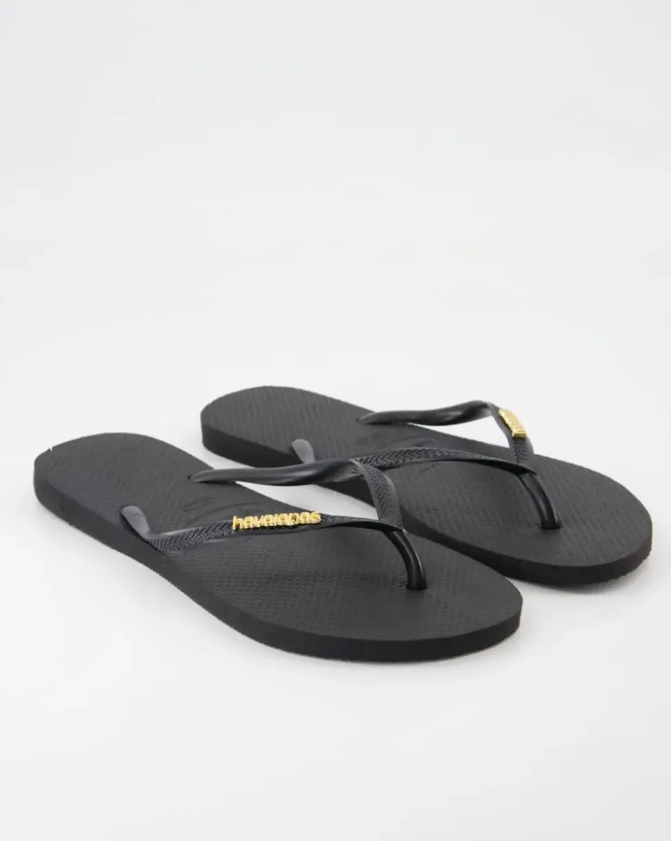 Slim Logo Zehentrenner in Schwarz