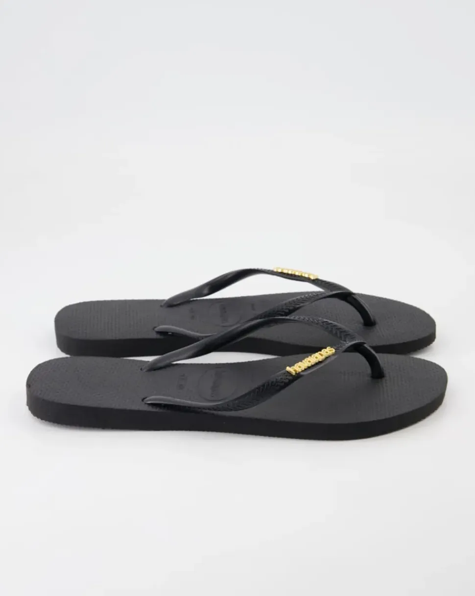 Slim Logo Zehentrenner in Schwarz