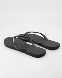 Slim Logo Zehentrenner in Schwarz