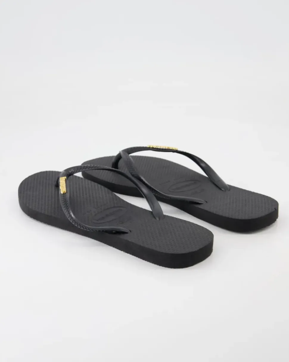 Slim Logo Zehentrenner in Schwarz