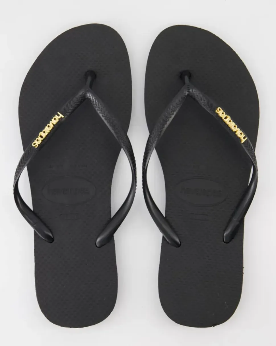 Slim Logo Zehentrenner in Schwarz