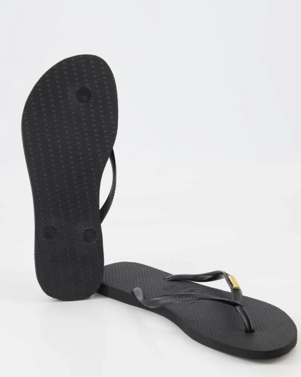 Slim Logo Zehentrenner in Schwarz