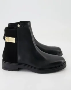 TH Logo Leather Mix Chelsea Stiefeletten in Schwarz