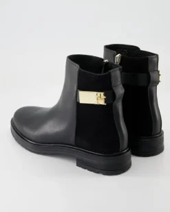 TH Logo Leather Mix Chelsea Stiefeletten in Schwarz
