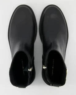 TH Logo Leather Mix Chelsea Stiefeletten in Schwarz