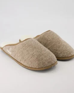 Trendy Filz Pantoletten in Beige