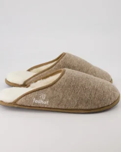 Trendy Filz Pantoletten in Beige