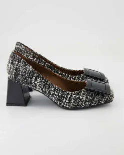 Tweed Melange Nero 97 /Vernice Pumps in Schwarz