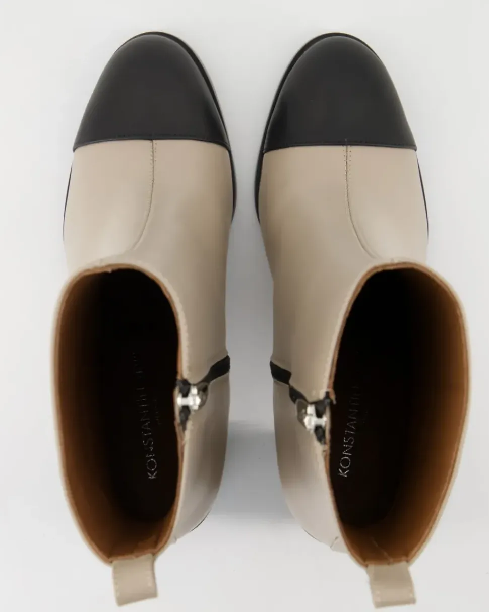 Vitello Tortora / Mousse Nero Stiefeletten in Beige